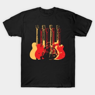 Colorful Guitars Modern Style T-Shirt